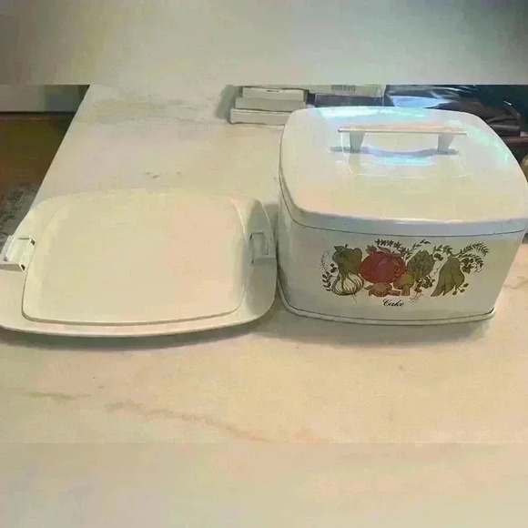 Vintage Ransburg Metal Cake Plate Holder & Cover Canister Carrier Nostalgiacore - Picture 2 of 11